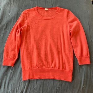 J Crew coral merino wool 3/4 sleeve sweater